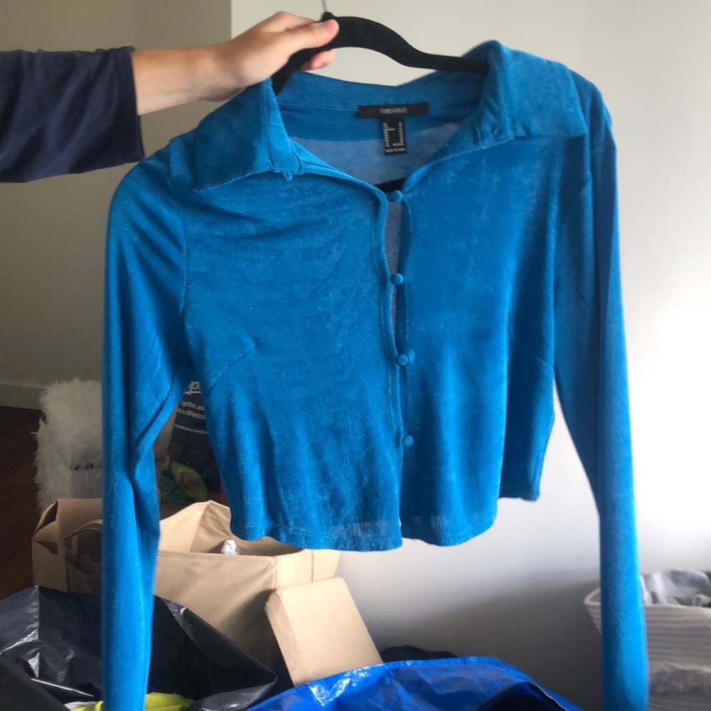 royal blue Forever 21 button up top